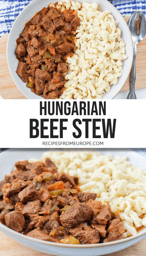 Hungarian Beef Stew, Food Europe, Hungarian Cuisine, Tomato Salad Recipes, European Cuisine, Hungarian Recipes, Beef Stew Recipe, Tender Beef, European Food