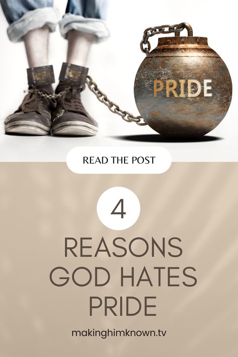 Growing up, people told me to hold my head high and be proud. Pride to me meant I was strong. It meant I was capable. Pride meant that I would never need anyone or anything. You see, I thought pride was my key to success. Well, I was wrong. Dead wrong. Open your Bible. You don’t have to read far to find stories of pride and the pain it caused. Pride is the reason Lucifer fell and Adam and Eve disobeyed God. And that was just the beginning. #Godhatespride Pride In The Bible, Sin Of Pride, Pride Quotes, Study Scripture, I Was Wrong, Biblical Verses, Bible Study Notes, Bible Facts, Bible Reading Plan