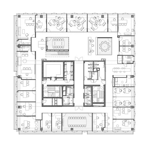 Gallery of Canada-Israel HQ / Orly Shrem Architects - 11 Square Floor Plans, Parking Plan, Office Building Plans, Office Layout Plan, Administrative Building, Office Space Planning, Office Floor Plan, Plan Architecture, Office Plan