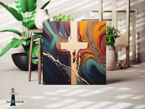 Christian Art,Canvas Gallery Wrap, abstract painting Jesus cross, Religious artwork,ready to hang wall art print, home decor, faith worship by TarryTownGoods on Etsy Abstract Christian Art, Christian Art Print, Religious Artwork, Cross Paintings, Jesus On The Cross, Logo Design Creative, Christian Wall Art, Christian Art, Fluid Art