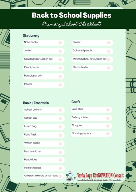 Ready for school? Use this check list to prepare List For School, How To Make Yellow, School Guide, Pencil Crafts, Safety Scissors, School Checklist, Plastic Folders, Ready For School, Drawing Bag