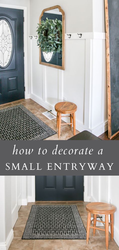 Entry Way Behind Door Ideas, Entryway Decor Small Entrance, Small Entryway Ideas With Mirror, Tall Narrow Entryway Ideas, Narrow Entryway Ideas Front Doors, Small Entry Hall Ideas, Small Awkward Entryway Ideas, Small Entry Foyer, Small Foyer Ideas Entryway With Windows