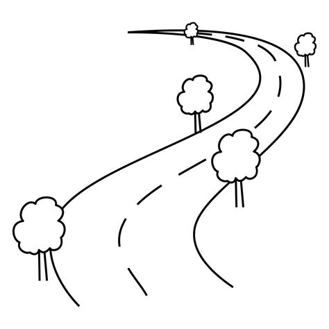 City Easy Drawing, Road Drawing Simple, Road Doodle, Road Clipart, Road Drawing, Road Lines, Road Pictures, Road Transport, Doodle Illustration