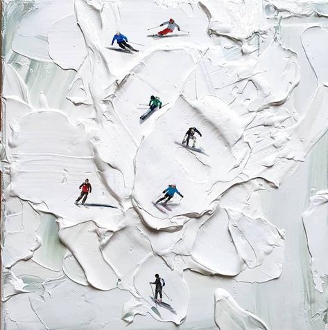 Artist Adds Tiny Swimmers and Skiiers to Her Impasto Paintings Ski Art, Digital Painting Techniques, Colossal Art, Board Art, Plaster Art, Art Texture, Impasto Painting, Visual Poetry, Miniature Figures