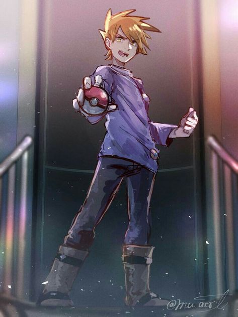 "I'm the Best Trainer in the World!" Gary Pokemon, Pokemon Trainer Red, Gary Oak, Green Pokemon, Pokemon Adventures Manga, Pokemon Blue, Uchiha Madara, Pokemon Pocket, Pokemon Red