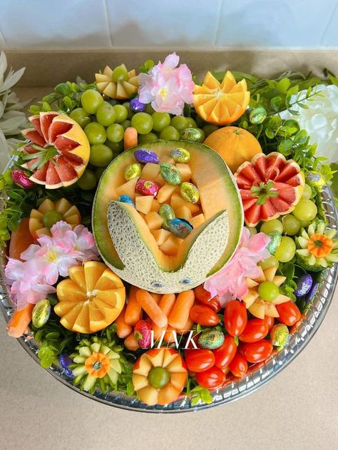 Charcuterie Boards, Grazing Trays, Snack Platters, Meat, Cheese, and Beyond | Wow EASTER FRUIT TRAY🍒🫐 🐰🍊🥕🍈 | Facebook Rabbit Fruit Tray, Easter Bunny Fruit Platter, Easter Fruit Board, Bunny Fruit Platter, Easter Fruit Charcuterie Board, Easter Fruit Platter, Easter Fruit Tray Ideas, Easter Fruit Ideas, Easter Grazing Board