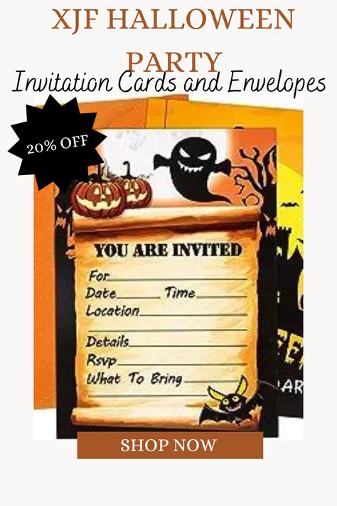 These Halloween party invitations are perfect for kids and adults alike. They're 5x7 inches in size and come with 12 envelopes. The invitations are black and yellow with a spooky, scary theme. #Halloweenpartyinvitations #SpookyHalloweeninvitations #ScaryHalloweeninvitations #Halloweeninvitationsforkids #Halloweeninvitationsforadults #BlackandyellowHalloweeninvitations #5x7Halloweeninvitations #Halloweeninvitationswithenvelopes #Halloweeninvitationswithbats Halloween Envelope, Halloween Invitaciones, Horror Themed Party, Invitations Halloween, Themed Halloween Party, Halloween Birthday Party Invitations, Horror Party, Halloween Fest, Halloween Party Invitation