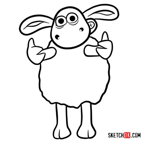 How to draw Timmy | Shaun the Sheep - Step by step drawing tutorials Shawn The Sheep Tattoo, Shaun The Sheep Coloring Pages, Shun The Sheep Cartoon, Shaun The Sheep Drawing, Timmy Shaun The Sheep, Shaun Sheep, How To Draw Characters, Sheep Tattoo, Sheep Drawing