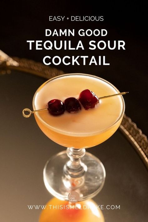 Tequila Sour Recipe, Tequila Sour, Easy Cocktail Recipe, Drink Recipies, Sour Foods, Best Tequila, Classic Cocktail Recipes, Cocktail Bitters, Tequila Drinks