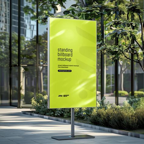 Free Street Advertising Standing Billboard Mockup PSD Behance Presentation, Street Advertising, Outdoor Advertising Billboard, Best Photoshop Actions, Billboard Mockup, Billboard Advertising, Free Mockup Templates, Food Advertising, Free Textures