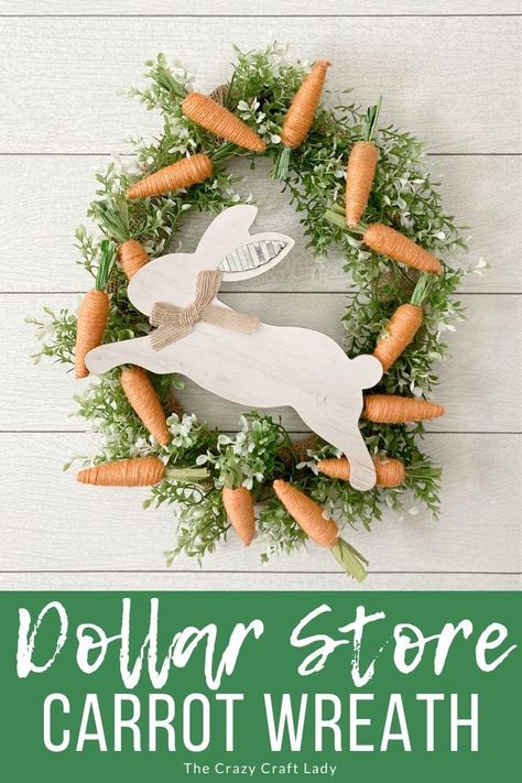 Dollar Tree Easter Crafts, Carrot Wreath, Easter Crafts For Adults, Easter Wreath Diy, Diy Spring Wreath, Easter Egg Wreath, Easter Carrots, Spring Easter Crafts, Diy Dollar Tree Decor