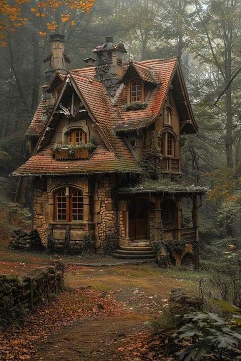 Modern Forest House, Living In The Woods, Feeling Uneasy, Forest House Ideas, Fairytale Houses, Witches Cottage, Home In The Woods, Witchy House, Witches House