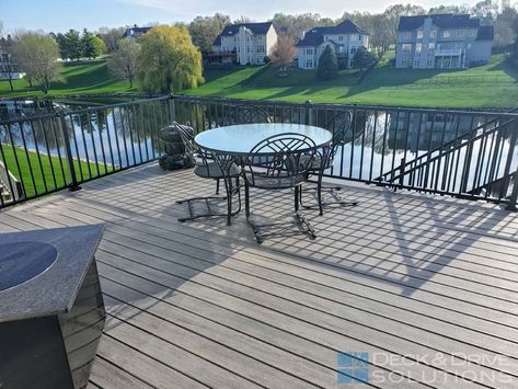 Lake Deck, Timbertech Decking, Grey Deck, Maintenance Free Deck, Wood Decking, Wood Railing, Deck Stairs, Deck Projects, Deck Builders