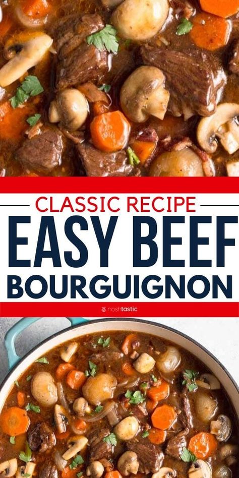 Easy Beef Bourguignon, Dutch Oven Beef, Beef Bourguignon Recipe, Crockpot Recipes Beef Stew, Easy Beef Stew, Beef Stew Crockpot, Slow Cooker Beef Stew, Beef Stew Recipe, Easy Beef