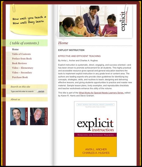 5/2013- Great website with videos demonstrating explicit teaching. Anita Archer, Positive Behavior Support, Response To Intervention, Teacher Info, Direct Instruction, Vocabulary Instruction, First Year Teaching, School Tool, Teacher Education