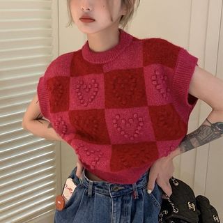 Checkerboard Sweater, Check Sweater, Harajuku Clothes, Love Sweater, Vest Sweater, Vest Women, Knitted Vest, Spring Sweater, Harajuku Fashion