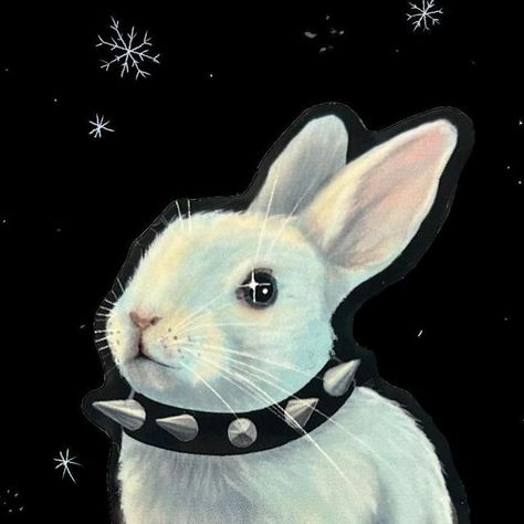 Jeri Rae Venegas on Instagram: "Soft/Spiky bunny stickers are here in my shop! They’re so adorable and tuff, like you🐰🗡️  #womenillustrators #illustratorsoninstagram #painting #drawing #whimsigoth #gothaestetic #softgrunge #spikes #rabbitart #jeriraeart #bunbun #bunny" Weird Bunny Art, Evil Bunny Aesthetic, Two Bunnies Drawing, Goth Bunny Tattoo, Dark Bunny Aesthetic, Whimsigoth Stickers, Vintage Bunny Illustration, Scared Bunny, Bunny Art Painting