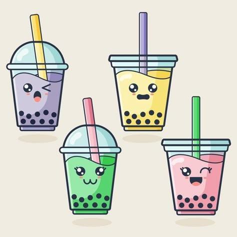 Kawaii bubble tea illustration Premium V... | Premium Vector #Freepik #vector #cute #tea #bubble #cup Bubble Tea Illustration, Tea Cup Drawing, Tea Tattoo, Bubble Tea Flavors, Anime Lips, Tea Illustration, Tea Logo, Abstract Art Diy, Kawaii Illustration