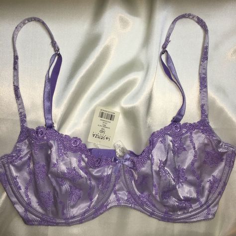 Purple Bra, Purple Demi Bra, Fitted Purple Bra With Lace Trim, Feminine Purple Underwire Bra, Pink Coquette Underwire Bra, Purple Lace Push-up Bra, Purple Bras, 2000s Clothing, Pretty Bras