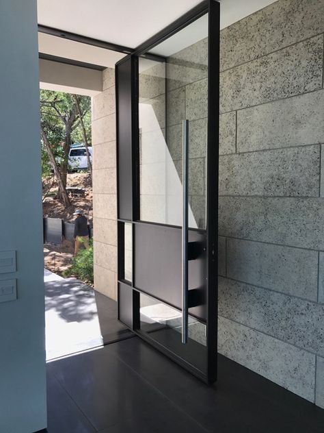 Pivot Doors Entry, Glass Entrance Doors, Kangaroo Valley, Steel Doors Exterior, House Front Door Design, Modern Entrance Door, Modern Entry Door, Modern Exterior Doors, Entry Doors With Glass