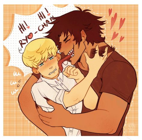 Ryo X Akira Fanart, Akira Fudo X Ryo Asuka, Ryo And Akira Fanart, Cute Couple Reference, Ryo Asuka Icon, Ryo X Akira, Akira X Ryo, Devilman Amon, Ryo Asuka