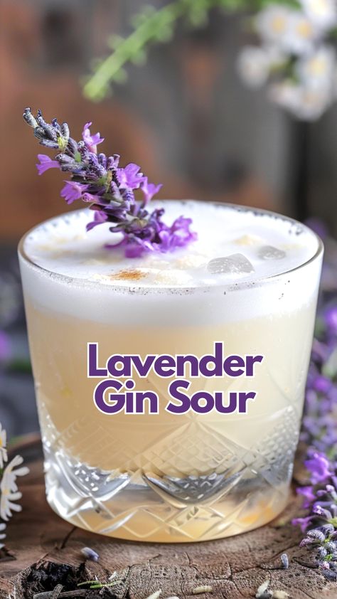 Immerse yourself in the delightful Lavender Gin Sour, a refreshing take on the traditional sour cocktail. This drink artfully blends the soothing aroma of lavender with the sharp, clean taste of gin, crafting a harmonious experience that's both calming and energizing. Brought to you by @mybartender. Lavender Sour Cocktail, Impress Gin Cocktails, Lemon Lavender Cocktail, Sour Cocktail Recipes, Lavender Gin Cocktail, Lavender Drinks, Lavender Cocktails, Lemon Cocktail Recipes, Lilac Cocktail