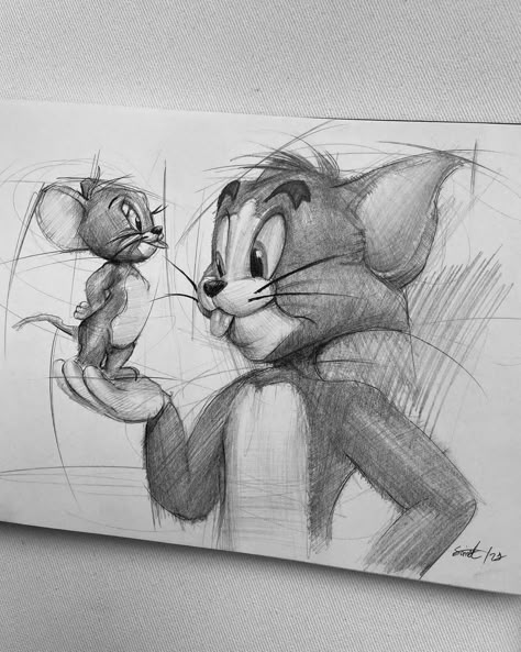 Tom Cartoon, Realistic Sketch, Cartoon Character Tattoos, Pencil Sketch Drawing, Pencil Sketch Images, Cute Disney Drawings, Disney Art Drawings, Tom Jerry, Cartoon Sketches