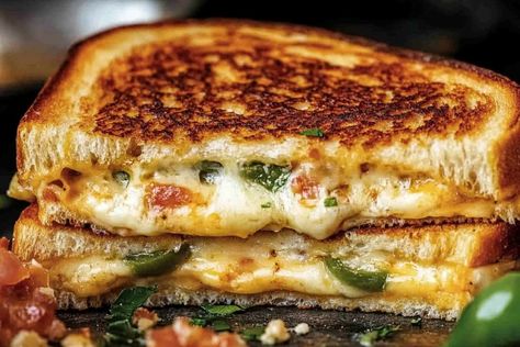 This Roasted Jalapeño Popper Grilled Cheese combines the creamy, spicy flavors of jalapeño poppers with the comforting gooeyness of a grilled cheese sandwich. Popper Grilled Cheese, Jalapeno Popper Grilled Cheese, Roasted Jalapeno, Jalapeño Poppers, Crispy Fry, Jalapeno Popper, Bacon Cheddar, Jalapeno Poppers, Cheese Sandwich