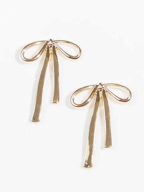 Dainty Bow Earrings in Gold | Arula Whimsical Earrings, Bow Earring, Bow Charm, Preppy Jewelry, Formal Jewelry, Boots Western, Magical Jewelry, Jewelry Accessories Ideas, Wide Width Shoes