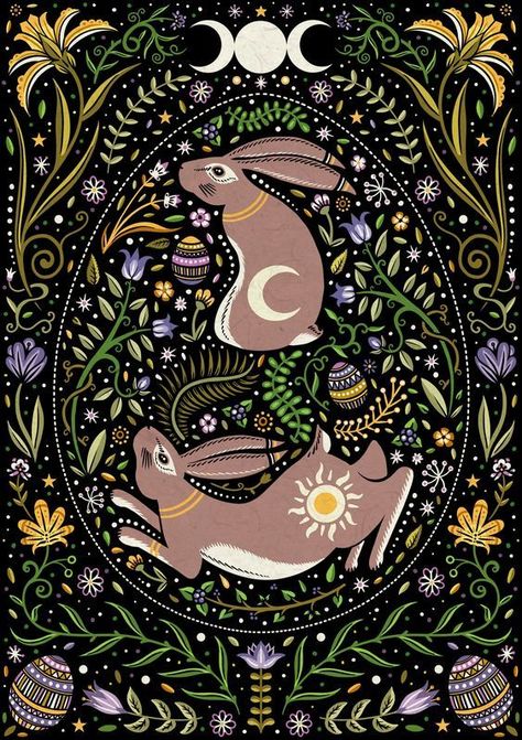 Spring Equinox Aesthetic, Easter Pagan, Equinox Aesthetic, He Is Risen Craft, Hare Images, Decoration Nature, Baby Easter Basket, Arte Folk, Pagan Art