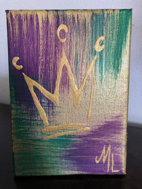 Mardi Gras Crown, Mardi Gras Kid, Mardi Gras Diy, Mardi Gras Throws, Crown Painting, Mardi Gras Centerpieces, Mardi Gras Crafts, Crown Art, Mardi Gras Food