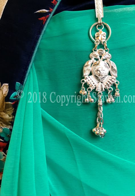 PURE SILVER Kamarband Challa Waist Key Chain Saree Brooch Chabi Challa For Women Silver Challa For Women, Silver Keychain For Saree, Silver Kamarband, Waist Jewellery, Saree Brooch, Cultural Clothing, Dubai Gold Jewelry, Waist Jewelry, Silver Jewelry Diy