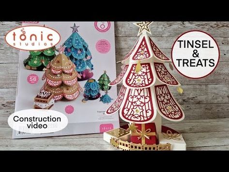 TINSEL & TREATS CONSTRUCTION VIDEO - Tonic Studios - YouTube Construction Video, Tonic Cards, Party Boxes, Treat Holders, Gifts Wrapping Diy, Tonic Studio, Treat Holder, Beautiful Christmas Trees, Tree Shapes