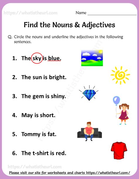 Find the Nouns & Adjectives Worksheets For Grade 1 - 1/1/2021 - Your Home Teacher Nouns And Verbs Worksheets 1st Grades, Verbs And Adjectives Worksheet, Find The Adjectives Worksheets, Grammar For Grade 1, Adjectives Worksheet For Grade 1, Nouns And Verbs Worksheets, Adjectives Worksheet, Adjectives Activities, Worksheets For Class 1