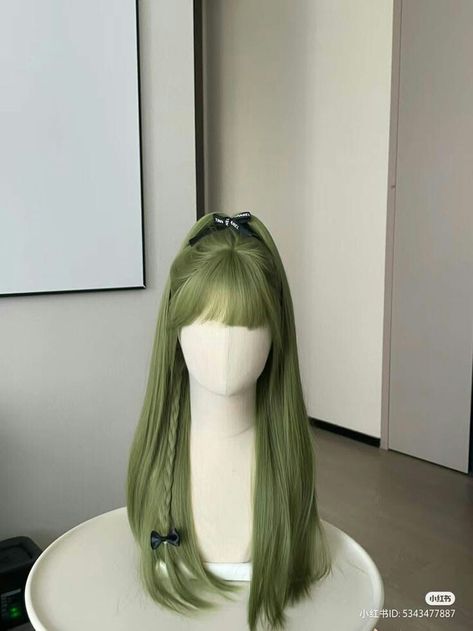 Long Green Hair, Fantasy Oc, Cosplay Hair, Cool Braid Hairstyles, Pretty Hair Color, Hair Up Styles, Hairdo For Long Hair, Dye My Hair, Anime Hair