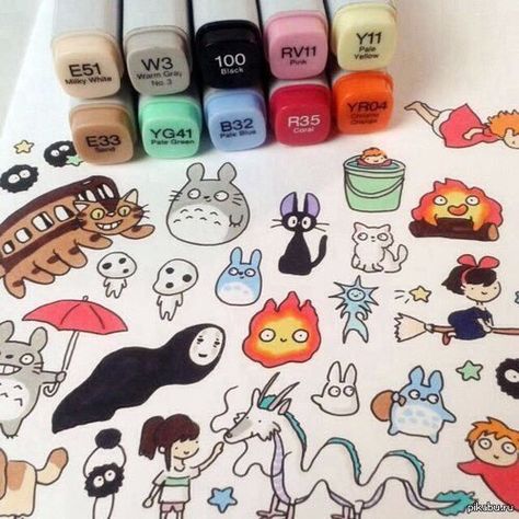 심플한 그림, 캐릭터 드로잉, Ghibli Art, Arte Sketchbook, Kawaii Shop, Hayao Miyazaki, Marker Art, Kawaii Drawings, Miyazaki