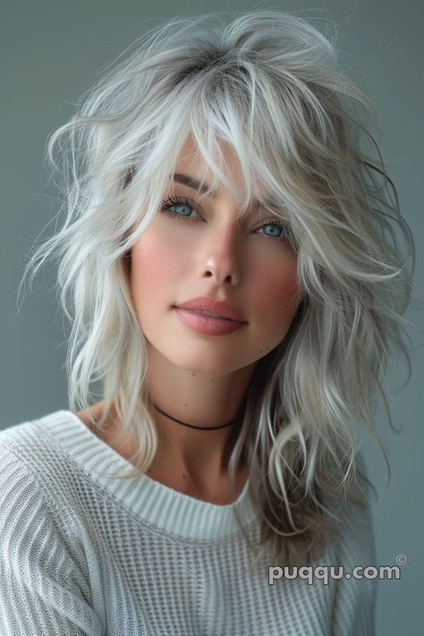 Shag Hair Styles For Fine Hair, Mid Length Shag, Mullet Haircuts, Hai Styles, Women With Long Hair, Shaggy Layers, Choppy Bob Hairstyles For Fine Hair, Modern Shag, Dark Ombre