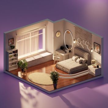 Isometric bedroom design I did two versions day and night. Which one do you like better? Bedroom Isometric Drawing, Bedroom Models Design, Isometric View Of Bedroom, Bedroom Isometric, Bedroom Perspective, Bedroom 3d Design, 3d Bedroom Design, Room Decor Pieces, Buildings Sketch Architecture