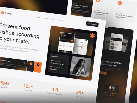 Black Website Design, Orange Website, Black Website, Blue Website, Website Images, React App, Modern Website, Website Design Inspiration, Landing Page Design