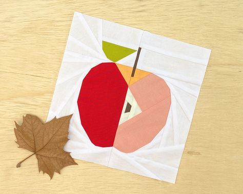 Apple Quilt Pattern - PDF Fall Quilt Pattern Apple Quilt, Autumn Fruit, Fall Quilt Patterns, Fall Quilt, Foundation Paper Piecing Patterns, Cute Quilts, Fall Quilts, Quilt Block Pattern, Paper Piecing Quilts