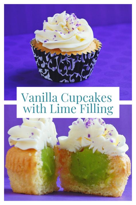 Fluffy vanilla cupcakes filled with tart lime curd and swirled with a creamy lime buttercream. #cupcakes #limecupcakes #limebuttercream #cupcakerecipe Cupcake Filling, Fluffy Vanilla Cupcakes, Lime Buttercream, Fluffy Buttercream, Triple Layer Cake, Key Lime Cupcakes, Birthday Cupcakes Decoration, Lime Curd, Lime Cupcakes