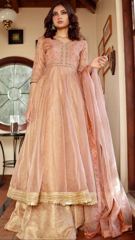 Wedding Guest Outfit Indian Lehenga, Simple Outfit For Wedding Guest, Dupatta Designs Ideas With Lace, Simple Nikkah Outfit, Modest Lehenga, Simple Pakistani Dresses Party Wear, Mehndi Dresses Pakistani, Frock Organza, Party Wear Gowns