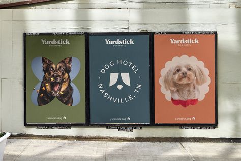 Yardstick on Behance Dog Hotel Design, Graphic Design Examples, Restaurant Branding Identity, Hospitality Branding, Dog Marketing, Dog Brand, Dog Hotel, Dog Cafe, Dog Business