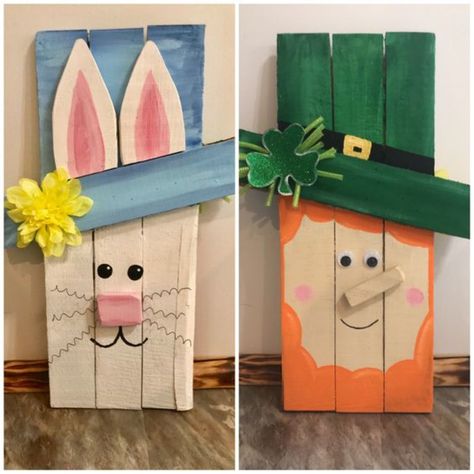 Spring Pallet Ideas, Easter Wood Projects, Spring Signs, Divisibility Rules, Easter Porch, Easter Porch Decor, Spring Wood Crafts, St Patricks Crafts, Easter Wood Crafts