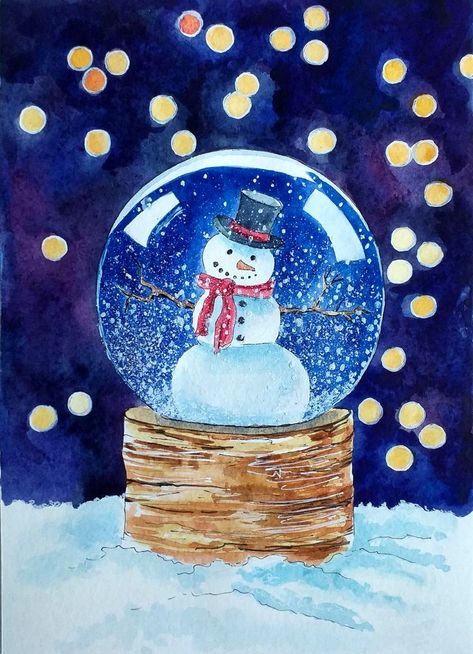 Globe Snowman, Drawing Ladybug, Globe Art, Christmas Canvas Art, Christmas Paintings On Canvas, Cubism Art, Рисунки На Холсте, Snowman Painting, Holiday Painting