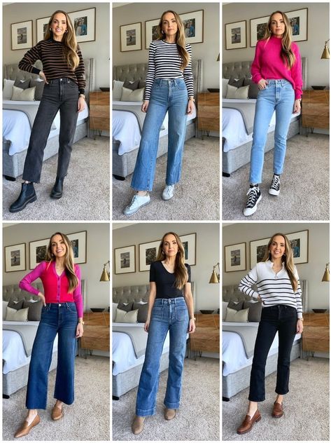 My Current 6 Favorite Pairs of Jeans - Merrick's Art Mix Jeans Outfit, How To Wear Long Jeans, Styling Bootcut Jeans, Medium Wash Jeans Outfit, Wash Jeans Outfit, Merricks Art, Frame Jeans, Everlane Jeans, Fall Sewing