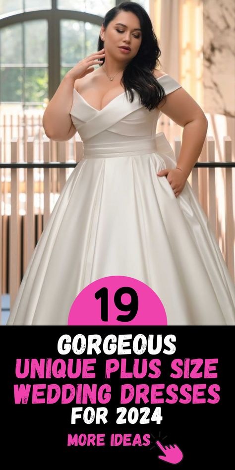 Radiate confidence and beauty on your wedding day with our stunning array of 19 Unique Plus Size Wedding Dresses for 2024. Each gown is expertly crafted to celebrate your curves and enhance your natural elegance. Whether you're drawn to bold colors, intricate details, or timeless silhouettes, our collection offers something for every bride. Find the dress that speaks to your soul and embodies the essence of your love story. Wedding Dress For Large Chest, 2024 Plus Size Wedding Dresses, Second Wedding Dress Over 40 Older Bride Plus Size, Plus Size Champagne Wedding Dress, Wedding Dresses For Bigger Women, Plus Size Bride Dress, Timeless Elegant Wedding Dress, Curve Wedding Dresses, Korean Wedding Dress Simple