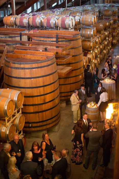 Reception In The Barrel Room. Firestone Vineyards & Winery. Los Olivos (Santa Barbara), California. Weddings At Wineries. Wine Shop Interior, Winery Event, Barolo Wine, California Winery, Wine Cave, Barrel Room, Wedding Happy, Wine Vineyards, Wine Gift Baskets