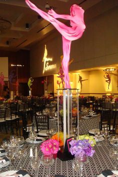 Ballet Centerpieces Ideas, Silhouette Centerpieces, Gymnastics Centerpieces, Dance Centerpieces, Ballerina Centerpiece, Bat Mitzvah Centerpieces, Ballerina Party Decorations, Mitzvah Centerpieces, Themed Centerpieces