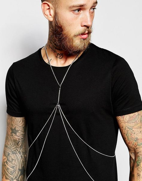 Chain Outfit, Chain Clothes, Festival Outfits Men, Mens Fashion Wear, Androgynous Fashion, Body Harness, Men Fashion Casual Outfits, Mens Costumes, Chains For Men